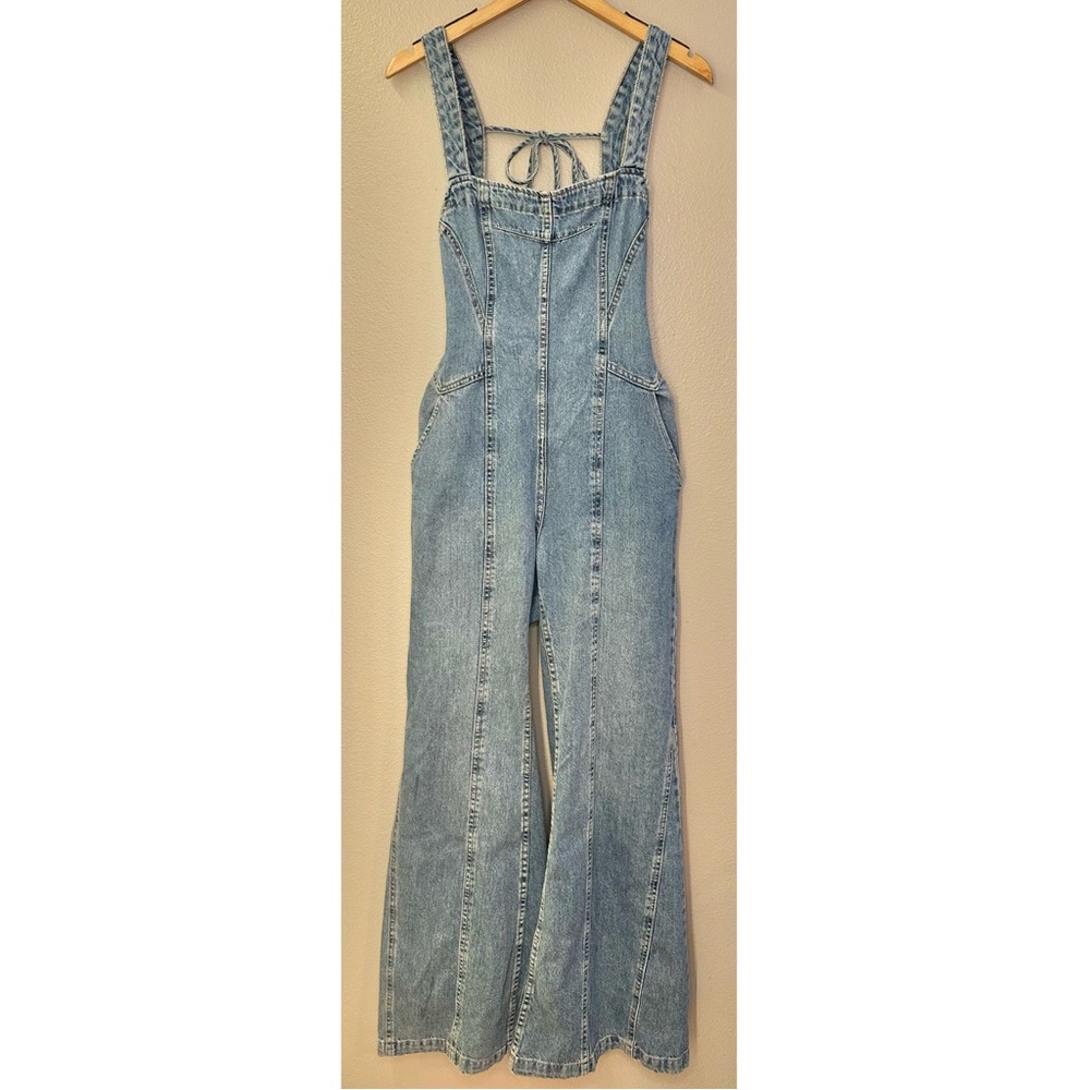 NEW Free People We The Free Kendra Orchid Blue Denim Jumpsuit - Picture 9 of 9